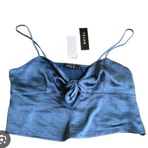 Motel satin blue tie top